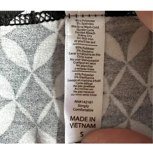 LuLaRoe Womens Black White Geometric Diamond Dots T-Shirt Modern Casual Size S