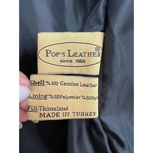 Men's Genuine Leather Jacket Black Zip Up Thinsulate L Made in Turkey Size L