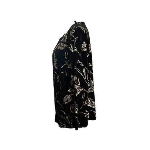 Vintage R&K Black Velvet with gold metallic Botanical style design Top SZ. 18W