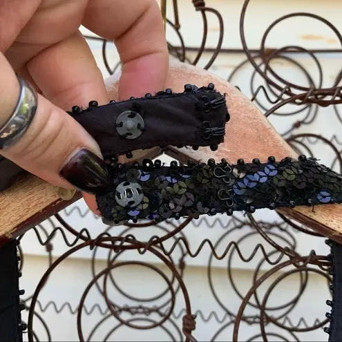 Mori Lee Y2K beaded sequin halter prom dress maxi gown teal black 5/6