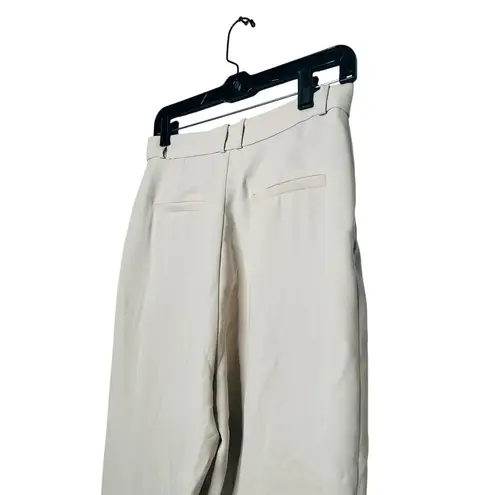 Ba&sh Off-White Crepe Pleated Front Zipper Oxford Style Shen Pants Size US 2