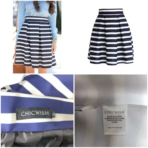 Chicwish 🆕 Adorable Stripe Pleated A-Line Skirt