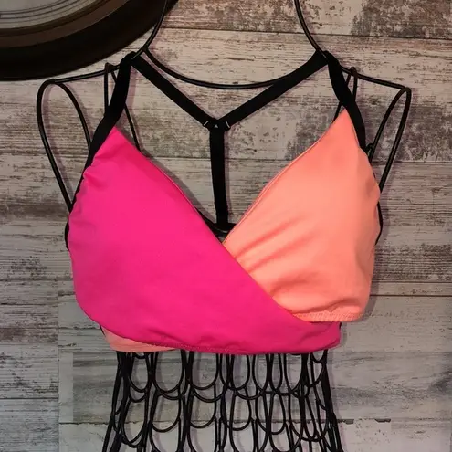 PINK - Victoria's Secret PINK Sport swim suit bikini top orange and pink in color size small spor…​