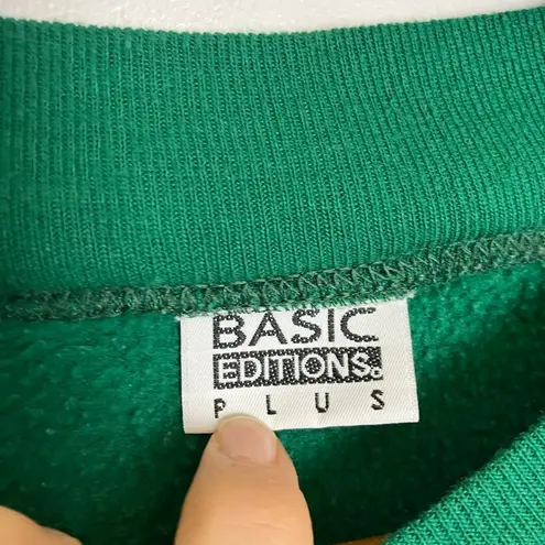 basic editions Vintage Green Teddy Bear Apple Orchard Harvest Ugly Sweater