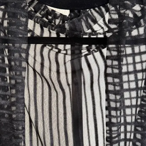 Black Office Sheer Vest Long Drape Layering Piece OS Boho Statement Lightweight Size XL