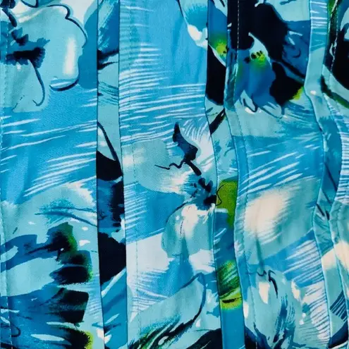 American Living Floral Sheath Dress Sleeveless V-Neck Aqua Blue Party Size 14