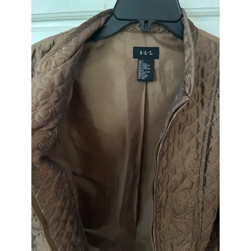 RQT Quilted Paisley Embroidered Brown Jacket Blazer Women's Size L Size L