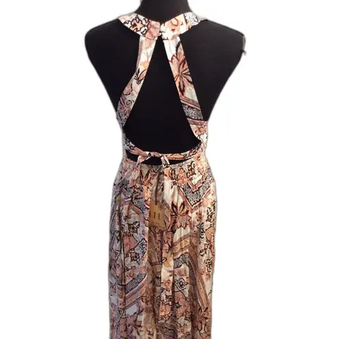 Abel the label New Zodiac Pastel Floral Maxi Dress Criss Cross Back Boho M