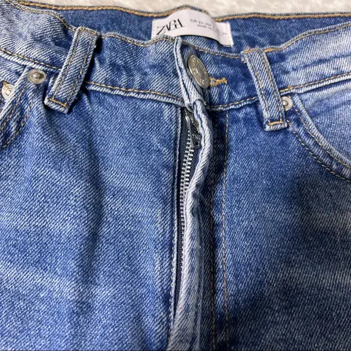 ZARA  Light Wash Distressed Denim Bermuda Shorts