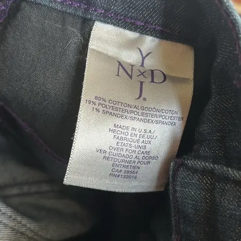 NYDJ Stretch Bermuda Shorts Jorts Sz 6 Dark Denim Red/White Selvedge Slimming