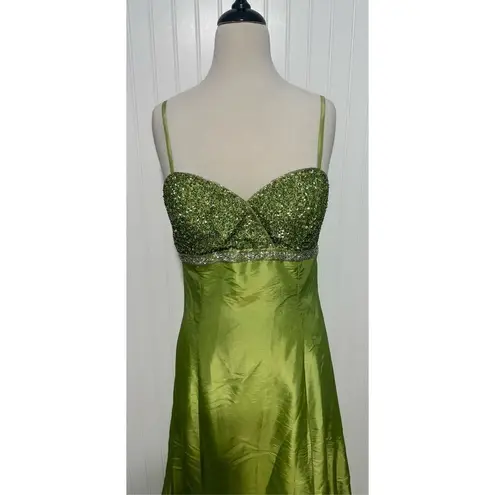 Marsoni Prom Gown Maxi Length Beaded Open Back Sweetheart Neckline Green 14 Green