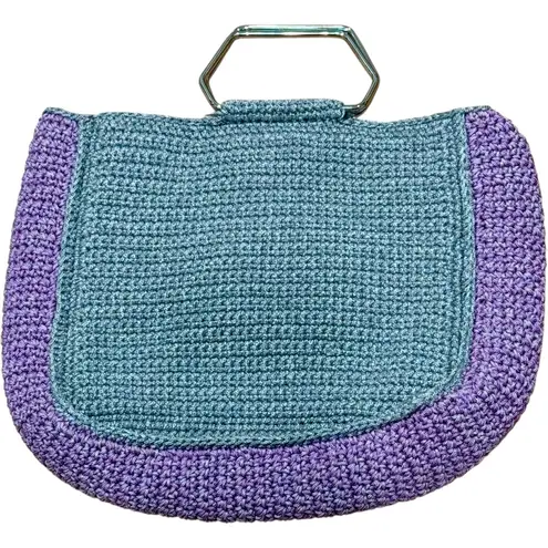 Handmade Thick Crochet Granny Square Bag – Boho Floral Purse Metal Chain Strap Purple