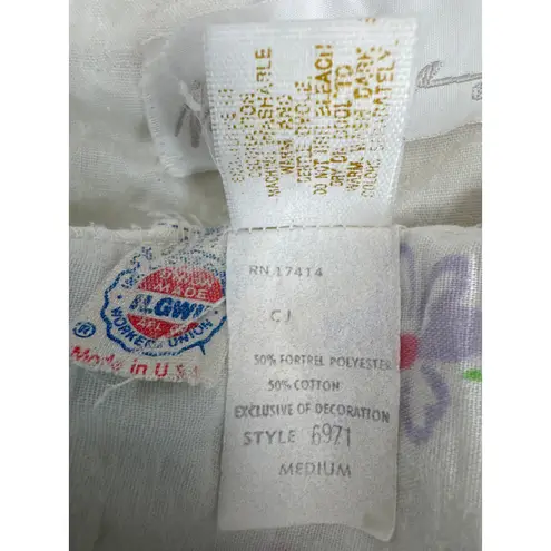 Vintage Miss Elaine Floral Seersucker Ruffle Housecoat Robe 70s 80s medium White