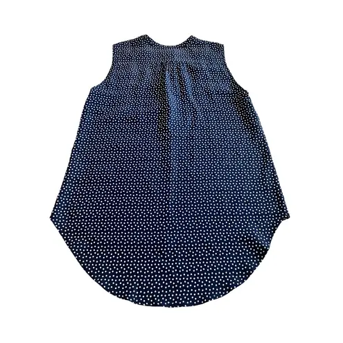 Garnet Hill  Silk Top Womens 04 Blue White Polka‎ Dot Sleeveless Tunic Top
