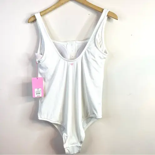 Stoney Clover Lane Stoney Clover x Target White Ribbed Cheeky High leg one piece swimsuit 16W new