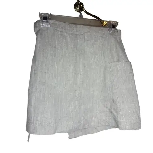 ALOHAS Linen Chari Wrap Mini Skirt in Natural Sz. S