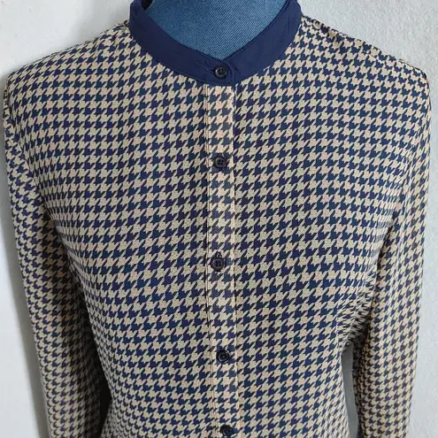 Olive & Oak Navy Houndstooth Button Blouse Top