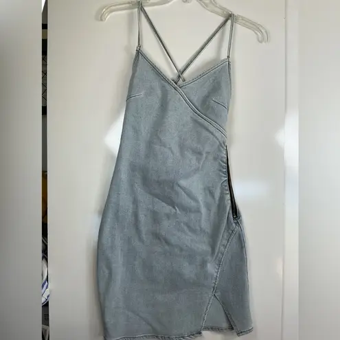 Chic Asymmetrical Denim Dress in Gray