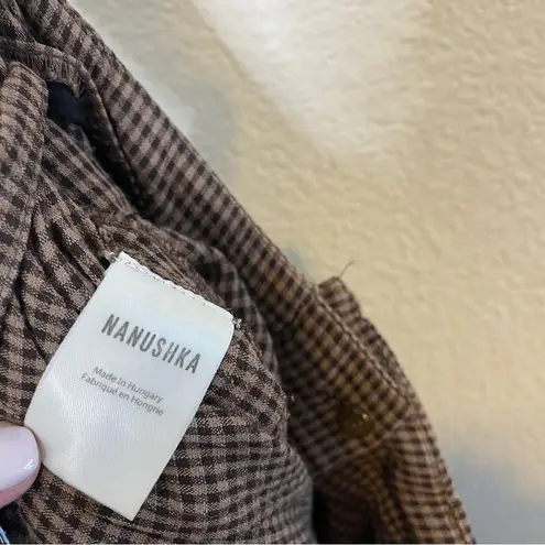 NANUSHKA Nevada Gingham Woven Wide Leg Pants In Brown Tie Waist Womens Size S