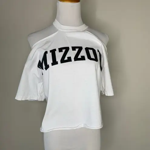 Mizzou White T Cold Shoulder T Shirt Sz Medium