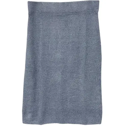Isaac Mizrahi New Cozy Knit Elastic Waist Sweater Skirt Steel Blue Size Medium