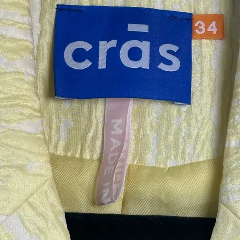 Crās Sadie Suit Jacket Shoulder Pads Short Sleeve Yellow and White Pearl Buttons Size 4