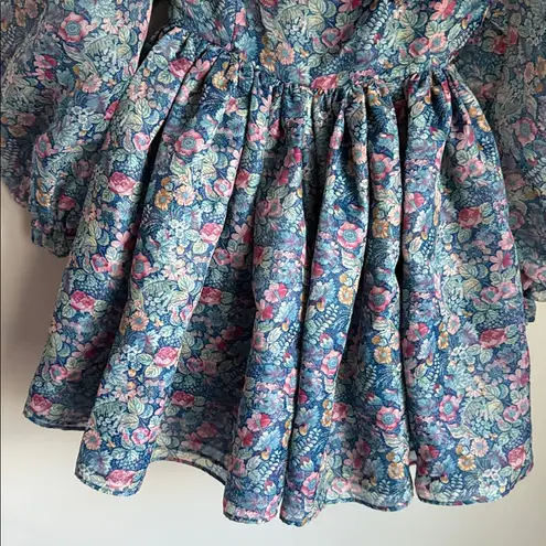 Selkie The Mayfair Puff Dress in the Secret Garden print Blue Size XS