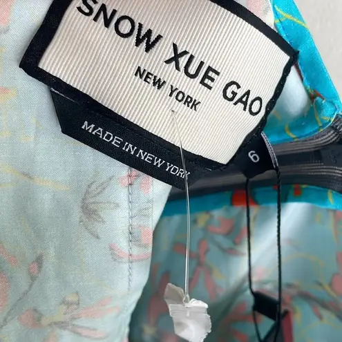 SNOW XUE GAO New York Floral Printed Milk Maid Top Blue Size 6