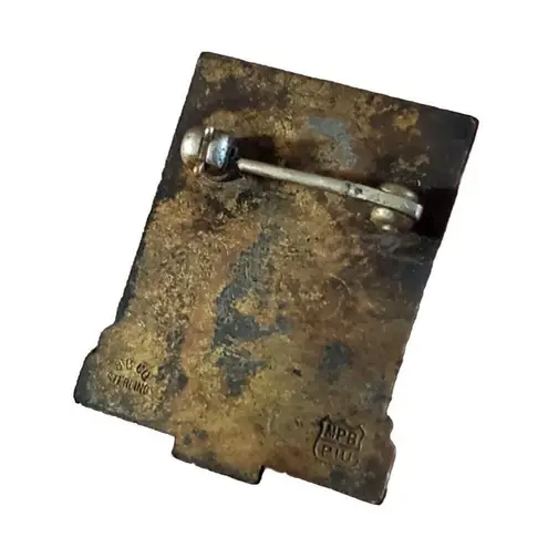 WW2 328th Field Artillery Battalion Brass Pin Red Enamel Ram Horn We Are Ready