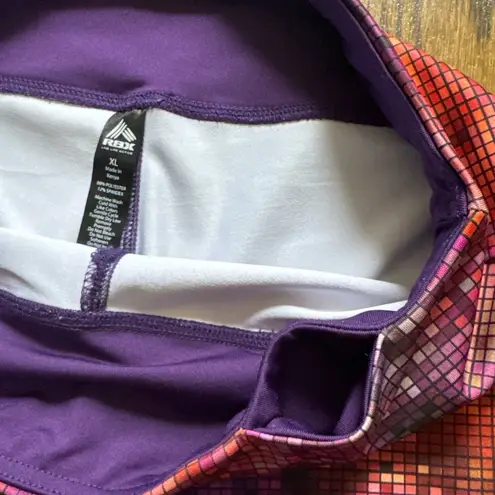 RBX Live Life Active Women's XL Purple Abstract Pixelated Leggings Waist Pocket