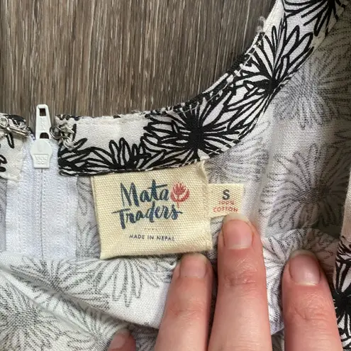 Mata Traders Ethical Natural Fibers Floral Midi Dress Small Dainty Earthy Hippie Black