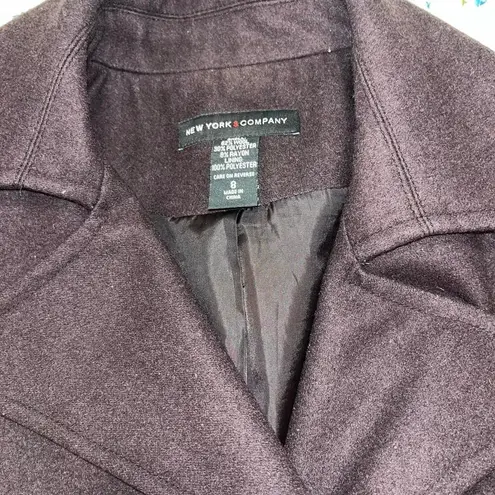New York And Company wool blend chocolate brown pea coat-size 8