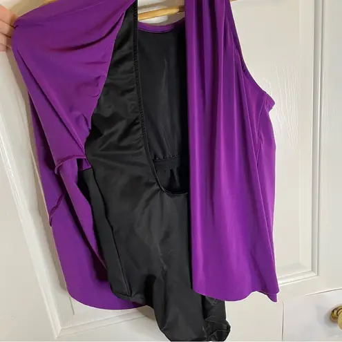 Magicsuit Black One Piece Swimsuit with Purple Drape Size 10