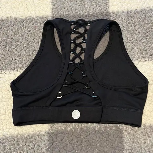 Threads 4 Thought XS Black Lace Up Back Sports bra top