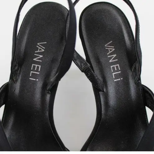 Van Eli Laban Black Fabric Open Toe Slingback Heel Size 6