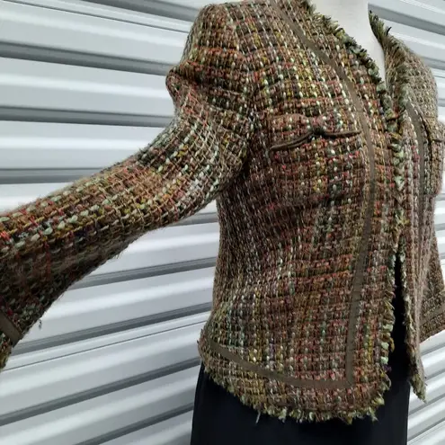 True Meaning Women's Jacket Blazer Size Small Boucle Tweed Retro Office Career Green