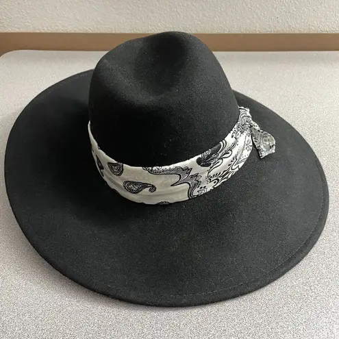 Genie by Eugenia Kim Wool Fedora Hat Black Womens Paisley Band White Outdoors