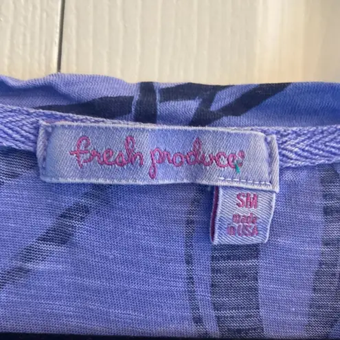 Fresh Produce Womens Small Purple Tunic Top 3/4 Sleeve Resort Vacation Beach