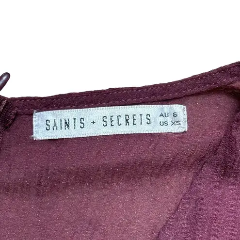 Saints + Secrets Wine Long Sleeve Mini Dress | U.S. Woman’s XSmall