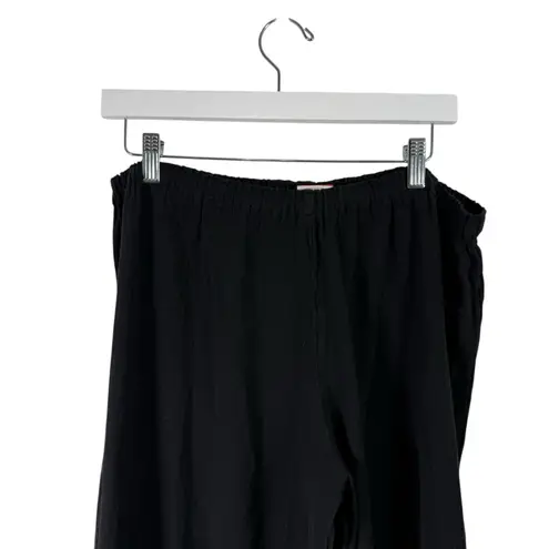 Oh My Gauze Black 100% Cotton Wide Leg Pull On Pants Lagenlook Womens 3 US XXL