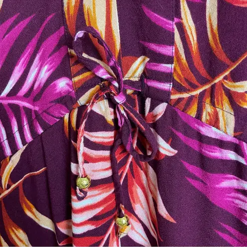 Sofia Jeans Sophia Vergara Tropical Dress Ruffle Hem Long Sleeves Medium