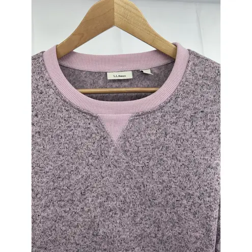 LL Bean Sweater Women's Pink Heathered Knit Sweatshirt Pullover Cozy Warm Crew M Size M