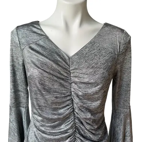 Thalia Sodi Ruched Bell-Sleeve Shimmer Top, Created for Macy's, Sz S