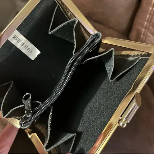 Vintage y2k gold metallic sparkle clutch wallet kisslock evening regency core Black