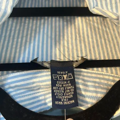 QVC Denim & Co. Light Blue & White Striped Seersucker Jacket | Women’s Sz XL