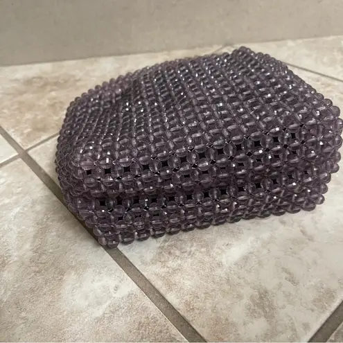 BOUFFANTS AND BROKEN HEARTS Kendra Dandy Halloween Skull Beaded Purse Handbag Purple