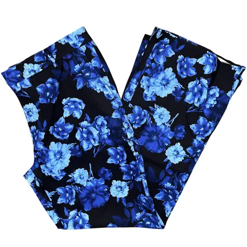 Area Stars New Floral Print Work Pants Trousers Hannah Black Blue Size XL