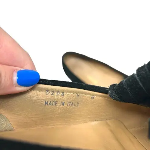 275 Central Loafer Flat Shoes 3208 Gold Hardware Fringe Suede Black Size US 8