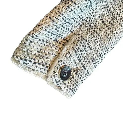 Karen Millen Cream Black Button-Down Blazer Jacket Tweed Work Size 10 Women's