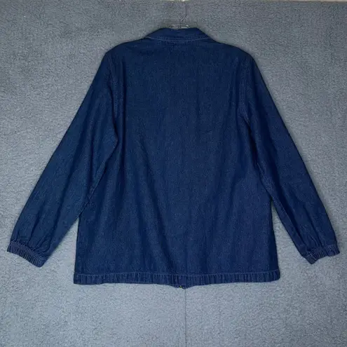 Blair Denim Jacket Embroidered Butterflies Floral Zip Front Women's Medium